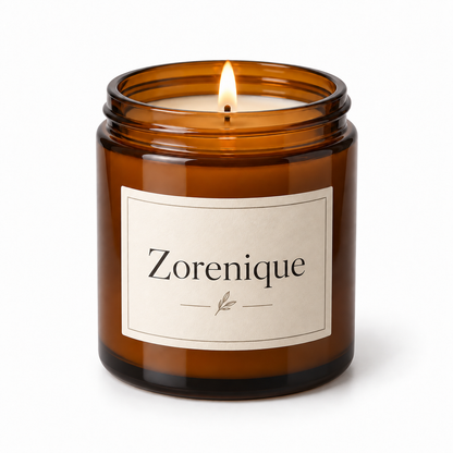 The Zorenique Amber Glass Scented Candle
