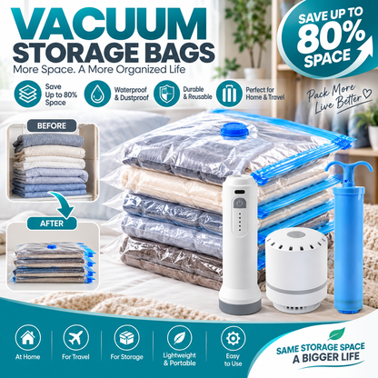 🏆【Back to School】Dlomyro Cordless Vacuum Storage Bag Set — Optional Rechargeable Electric Air Pump