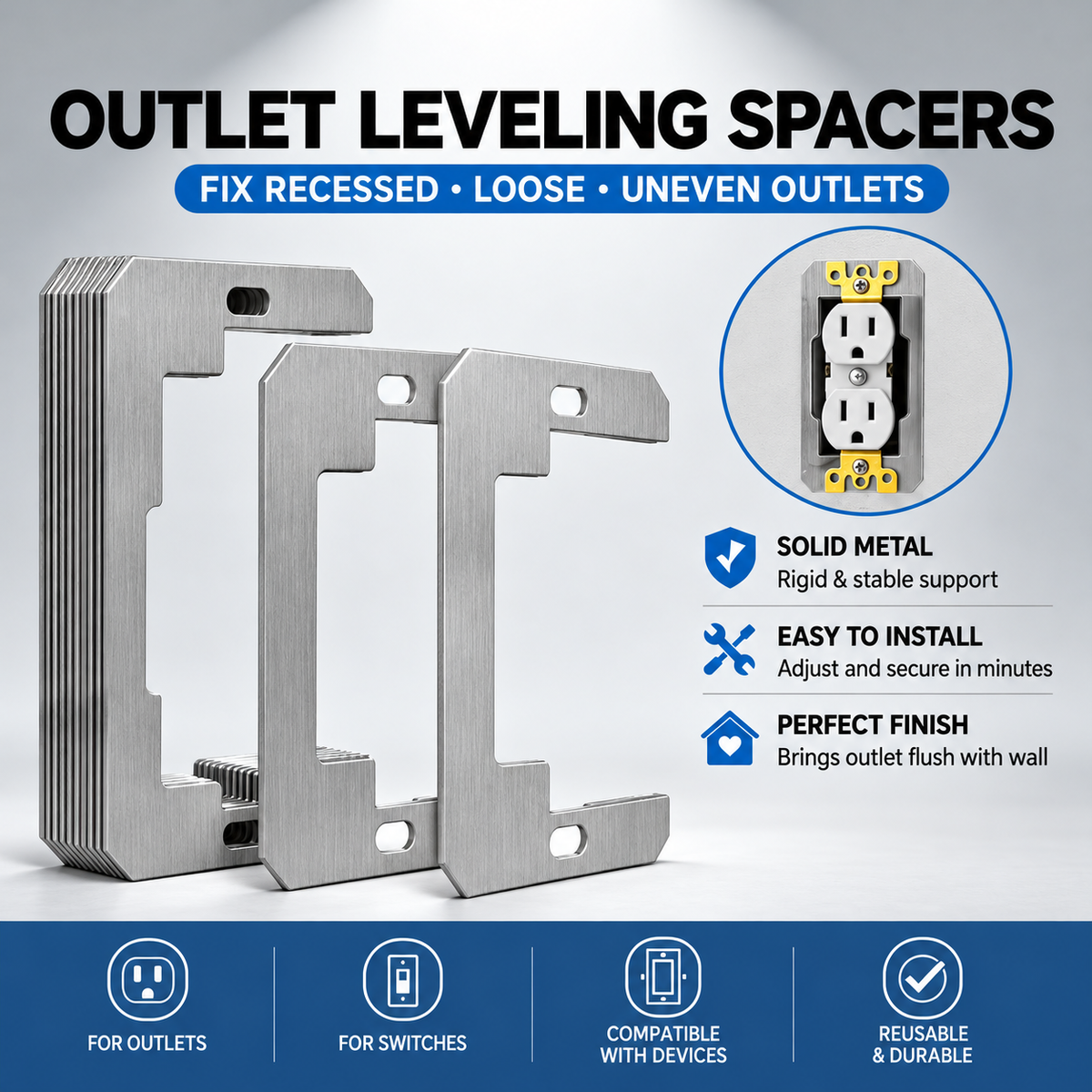 Outlet Leveling Spacers – Fix Recessed & Loose Outlets in Minutes-💫Last Day 50% OFF🔥