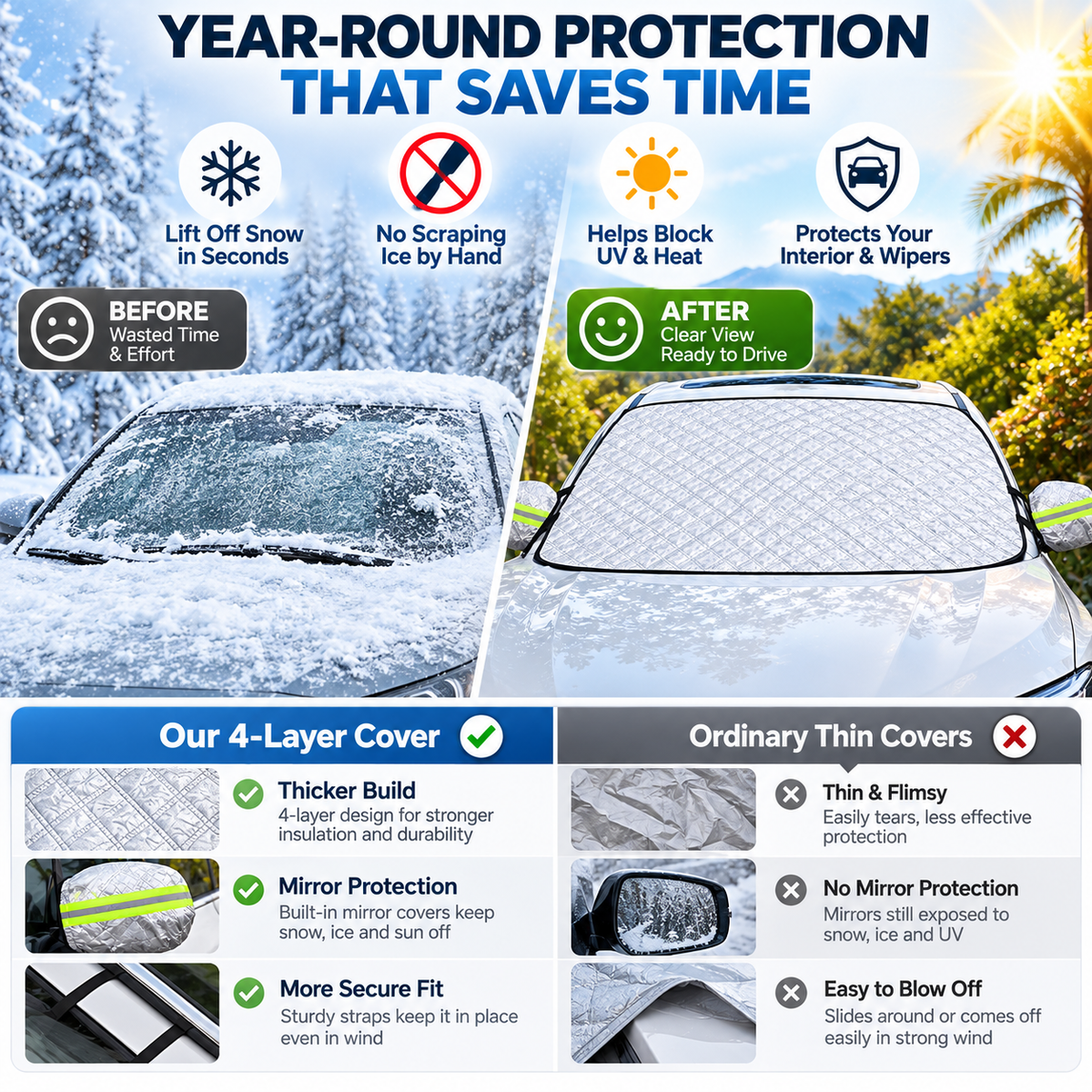 ❄️Universal Premium Windshield   Snow Cover Sunshade
